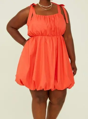 Arula Orange Red Tie Knot Bubble Dress.