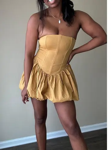 Klesis Golden Brown Corset Bubble Dress Size Small Tan