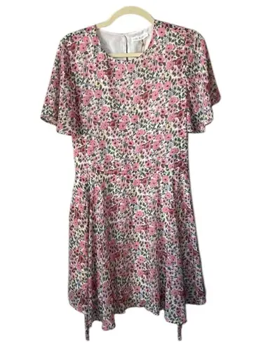 Free The Roses Floral Pink Braided Rope Belt Mini Dress
