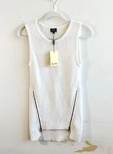 Bardot REVOLVE Sweater Miley Zip Top in Ivory Sleeveless Sz S NWT