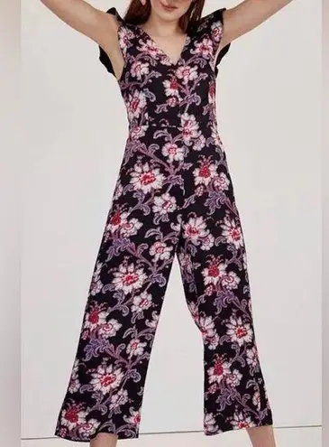 Club Monaco Floral Cropped Leg Jumpsuit Flutter Sleeve, Sz 2