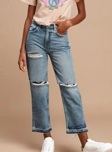 Free People  We the Free Lita Distressed High-Waisted Slim Leg Jeans Women's 29