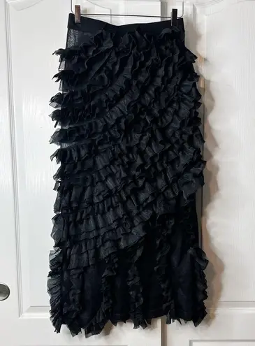 Ulla Johnson NWOT Sarafina ruffled knitted midi skirt in Black Size Medium