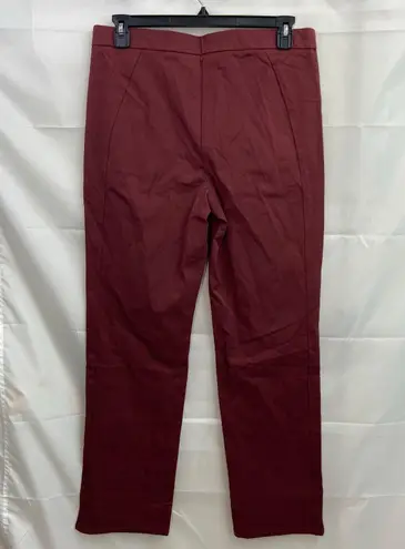 Isaac Mizrahi NEW women's deep red stretch zip pocket pants business casual 14