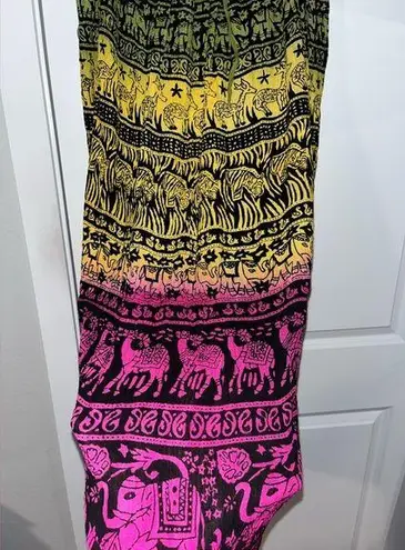 Handmade Unbranded Animal Print Boho Colorful Long Skirt Cut Dress Size Medium-Large
