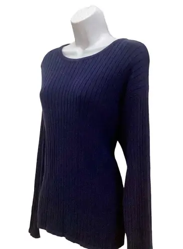 Crystal Kobe Ribbed Knit Sweater Blue Size M