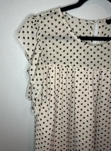 Suzanne Betro Women’s Large Pink and Black Polka Dot Short Sleeve Blouse