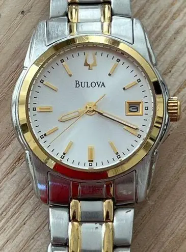Bulova Ladies Watch Two-Tone Bracelet Round Stainless Steel Dial Date Window