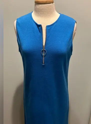 St. John cobalt blue wool blend sleeveless knit shift dress size 10