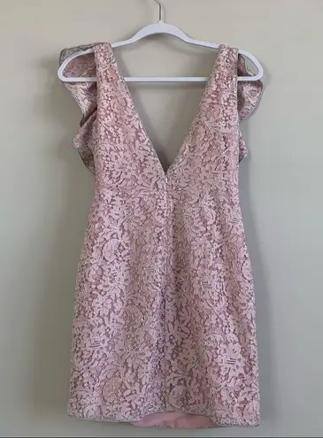 NBD  Revolve Roslyn Pink Lace Mini Dress Ruffle