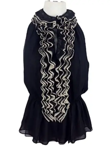 Robert Rodriguez NEIMAN MARCUS for TARGET Black Tan Ruffled Top $79.99 NWT XS