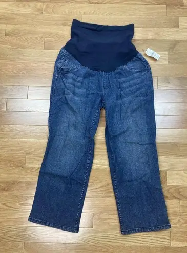 Motherhood Maternity New Oh Baby Capri Jeans Womens Med Dark Wash Over Belly