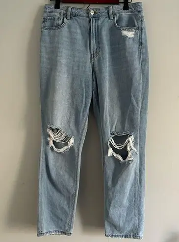 American Eagle Mom Jeans in Light Wash with Distressing