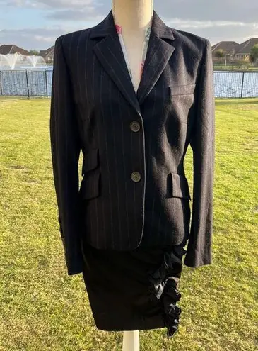 Akris Punto Black Stripe Wool Blazer Suit Jacket