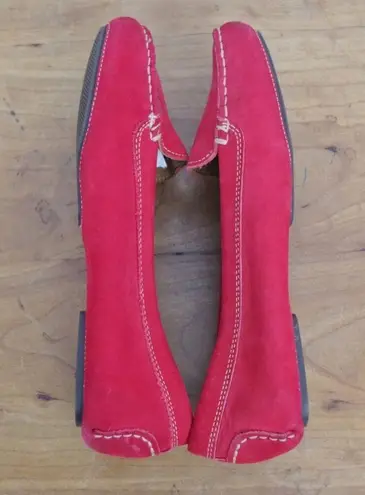 Bass Tammy Red Leather Driving Moc Style Flats Size 7.5M