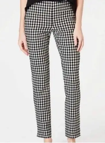 J. Jill Essential Cotton Stretch Gingham Pull On Pants, Size 8 Black