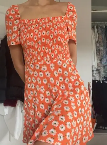 ZARA Orange Floral Mini Dress Size M 10 75 Off Retail From Lauren