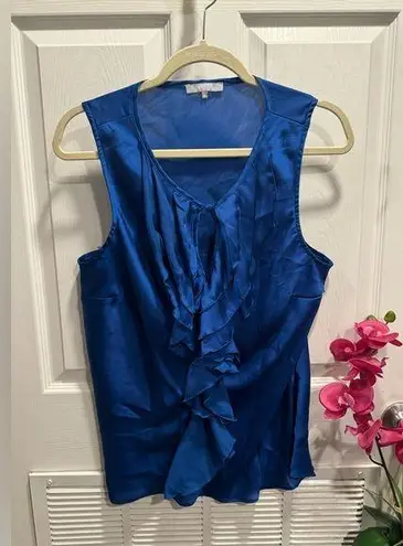 Violet+Claire Navy Blue Ruffle Blouse Sleeveless Top Size XL
