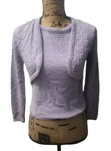 Sugar XX Women's Sweater Cardigan Tank Top Set Lilac Cropped
