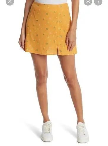 Abound  Orange Asterisk Floral Linen Mini Skirt Size Large NEW