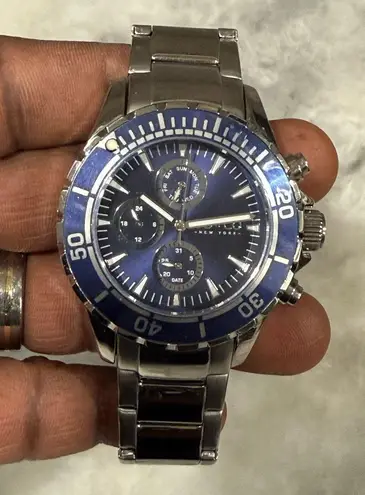 SO&CO New York Men’s Blue Dial Watch Date Day Stainless Steel 100M Quartz Silver