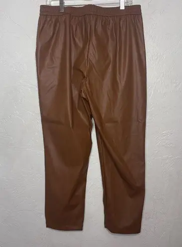 Nine West  Brown Faux Leather Pull On Pant Size Large New