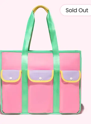Stoney Clover Lane NEW Pocket Tote Bag Fruit Punch Color Block Pink Green Purple