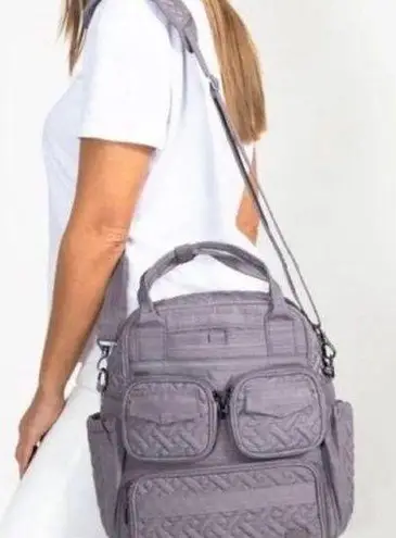 Lug Mini Puddle Jumper Quilted Crossbody Convertible Tote Brushed Pearl Grey Gray