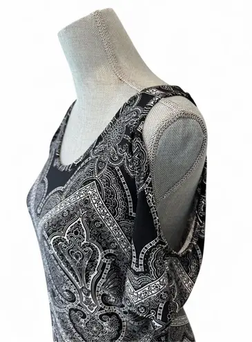 Ny&co NY& Stretch Medium Pull over black white paisley monochromatic maxi dress with cut-out shoulder sleeve