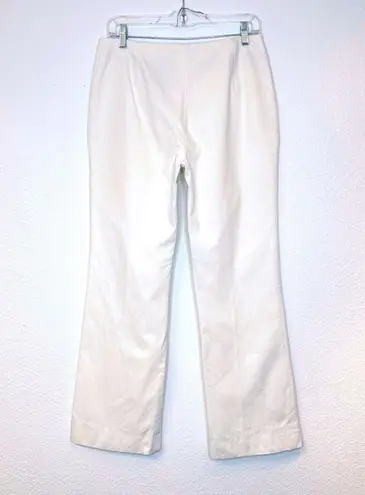 Burberry  London Off White Cotton Blend Flat Front Trouser Pants Size USA 8