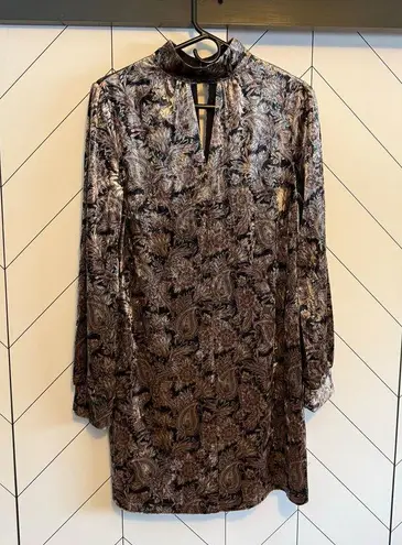 MELLODAY Womens XS Floral Paisley Velvet Long Sleeve Keyhole Cut Out Mini
dress