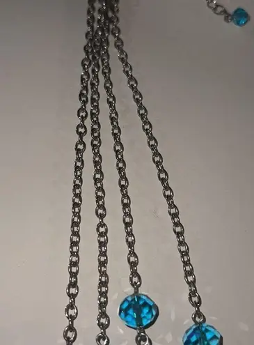 Cobalt & Sky Blue Crystals Double Strand Layer Beaded Women’s Necklace