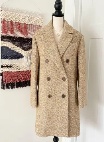 Vince  Boucle Wool Twill Double-Breasted Peacoat Beige Size S NWT