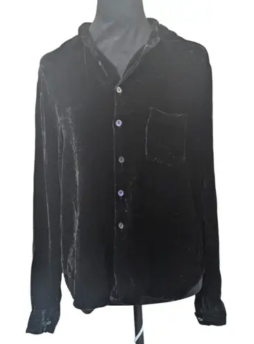 Equipment Black Velvet Blouse Silk Medium Goth Glam Academia