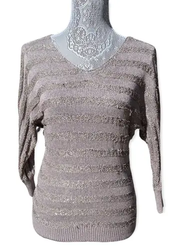 INC International Concepts Womens Metallic Sequin Dolman Sleeve Sweater Top XS Tan