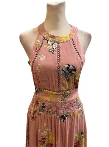BP  Women's XS Pink Floral Halter Maxi Dress Summer Casual