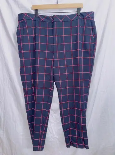 Eloquii Women’s  Blue Plaid Mid Rise Straight leg Business Casual Pants size 22W