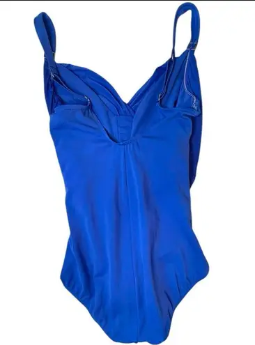 Jantzen Cobalt Blue One Piece Surplice Draped Front Tummy Control Size 14