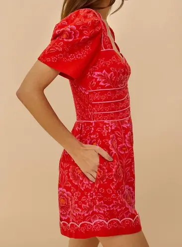 Farm Rio Red Olivia Cut-Out Romper, Size S