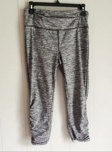 Tangerine Marled Gray Cropped Leggings Ruched S