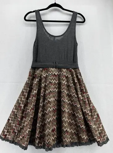 Free People  dress Gray Top with Chevron Knit Bottom Mini Dress M