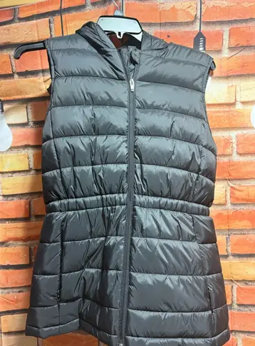 Swiss Tech Women's Hooded black puffer Vest with Cinched Waist small