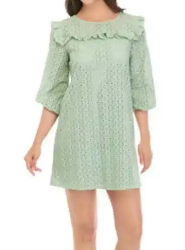 cupio  Blossom Sleeve Sage Green Eyelet Floral Dress