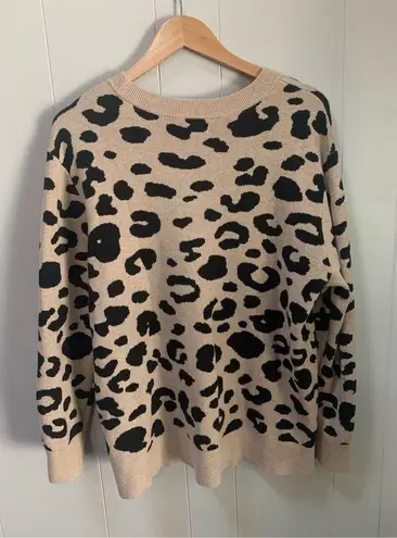 Daily Ritual Ultra Soft Jacquard Leopard Print Sweater XL