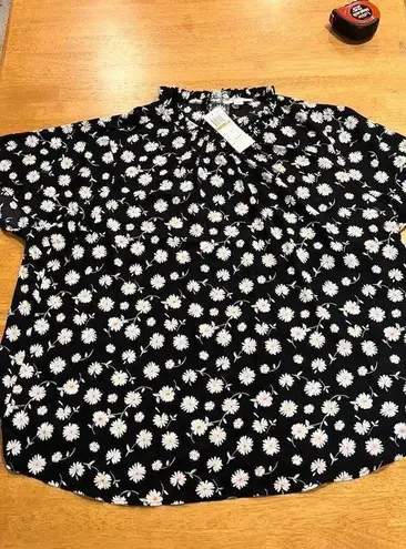 Cooper and Ella  BLACK DAISY FLORAL BLOUSE WOMEN'S SZ 3XL NEW P1-162