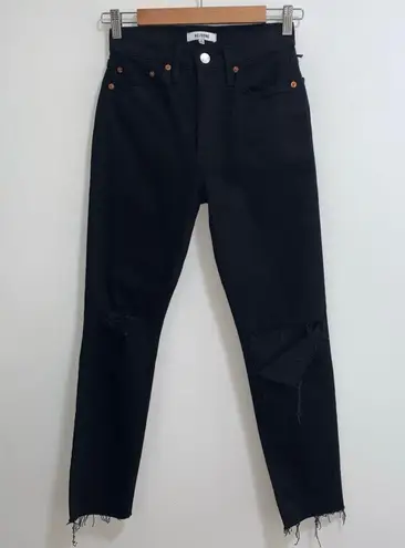 RE/DONE NWT  90s High Rise Loose In Jet Black With Rips