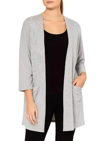 Donni Ribbed Lightweight Open Front Cardigan in Light Grey One Size NWT Gray