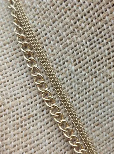 NWT Sequin Gold Tone & Blue Bead Collar Necklace Asymmetrical Paved Pendant 18"