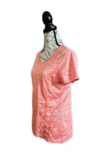 Reebok Women’s  Pull Over Short Sleeve Orange And White Marled Active Shirt M