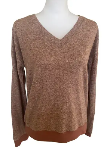 Hem & Thread Lace Inset Crochet Back Super Soft Pullover Long Sleeve Top Small